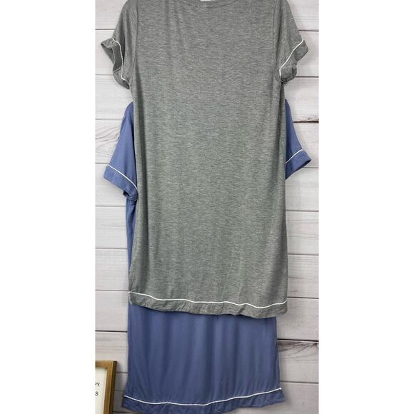 Lot of 2 Honeydew Sleepwear Night Gown V Neck Blue Gray Size Small - Picture 5 of 5
